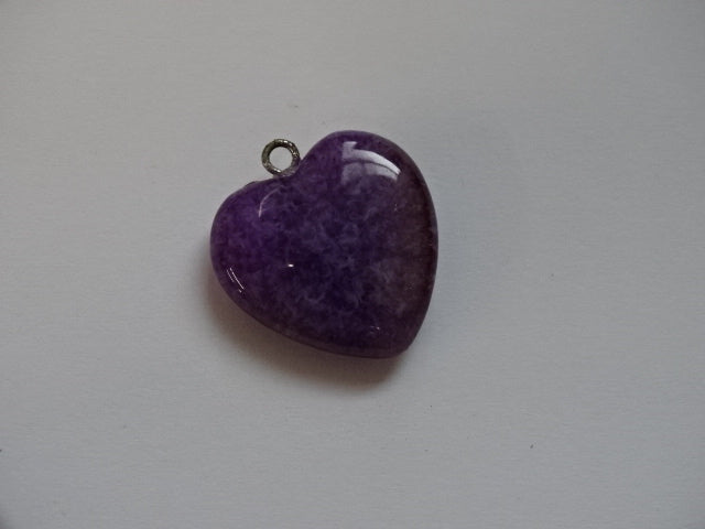 Heart Shaped Natural Dyed Agate Pendant with loop.