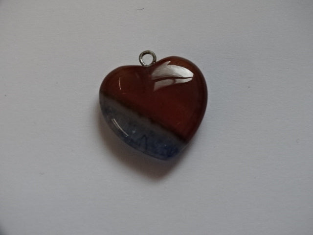 Heart Shaped Natural Dyed Agate Pendant with loop.