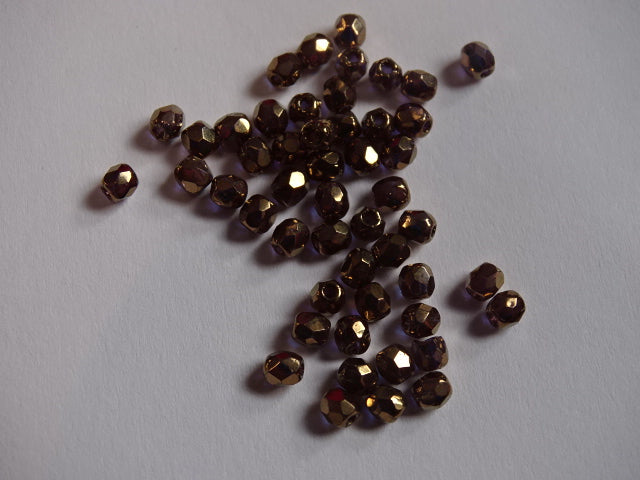 3mm 'Metallic Bronze'  Faceted Glass Beads