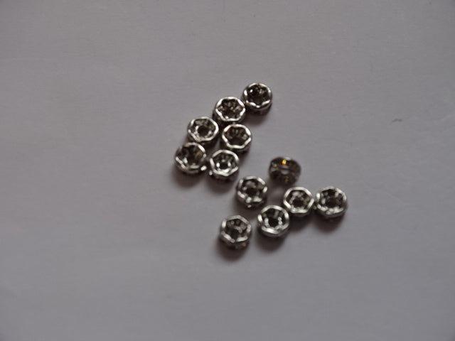 Stainless Steel Clear Rhinestone Spacers.  4mm