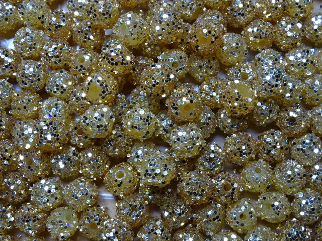 'Golden Glitter'  12mm Acrylic Beads