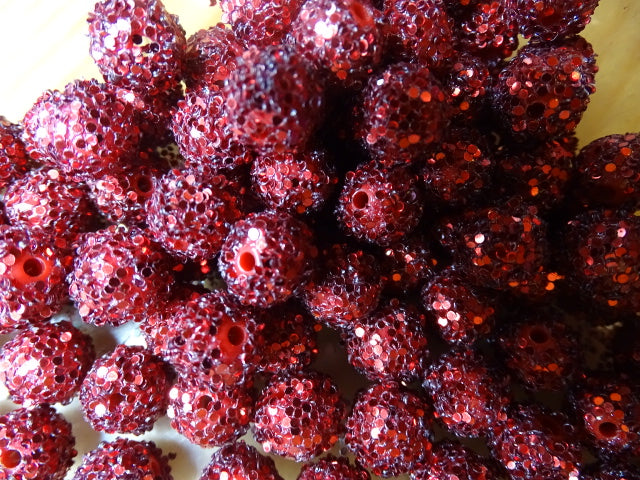 'Ruby Glitter'  12mm Acrylic Beads