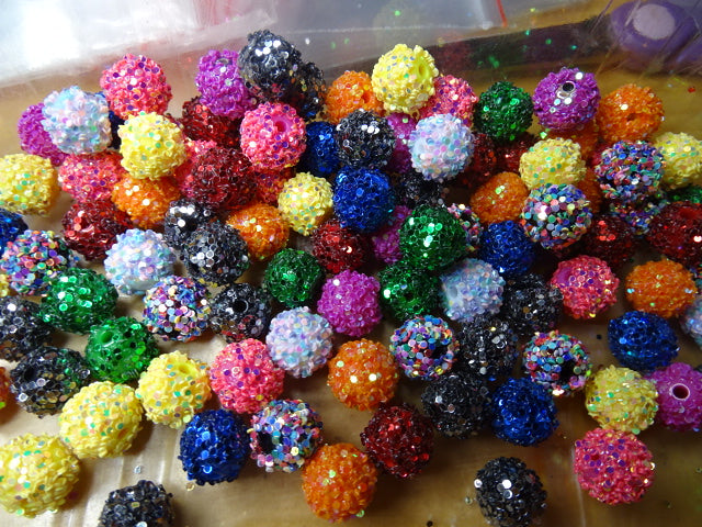 'Bright Glitter Mix'  12mm Acrylic Beads
