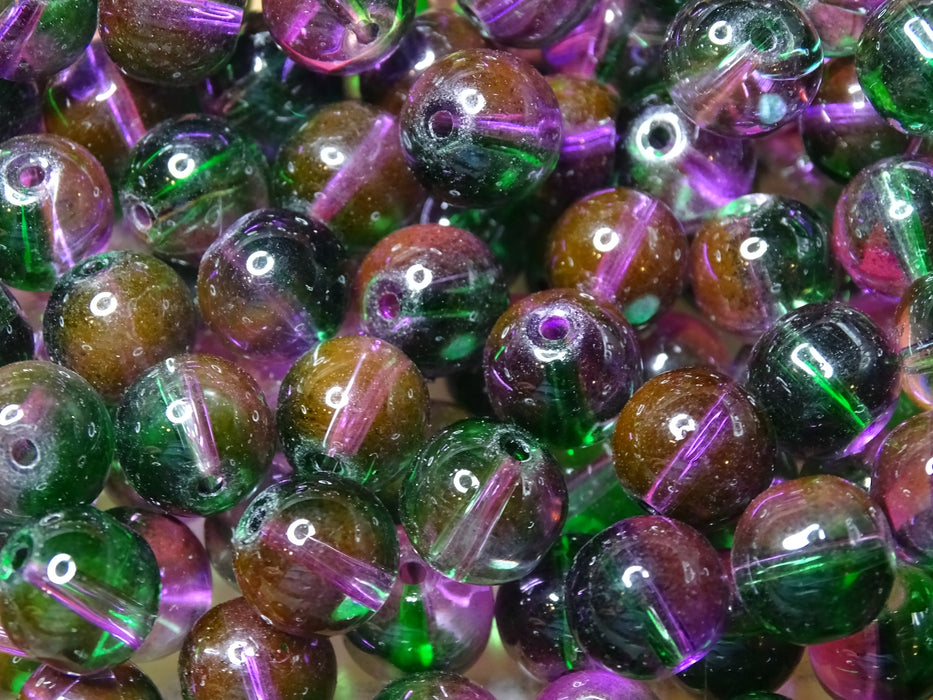 2 Tone Transparent Glass Beads 10mm.  'Cherry Blossom '