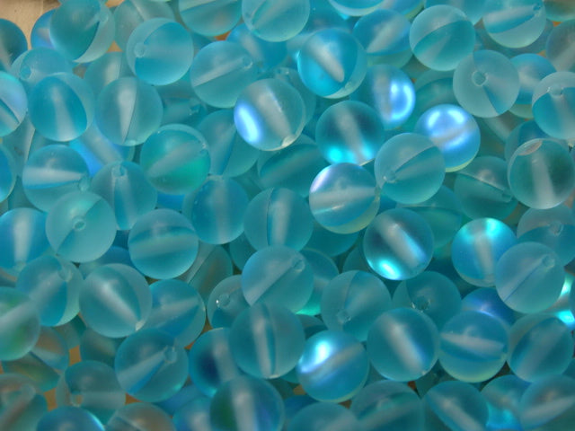 Synthetic Blue Moonstone  ' Holographic Effect'  6mm Glass Beads