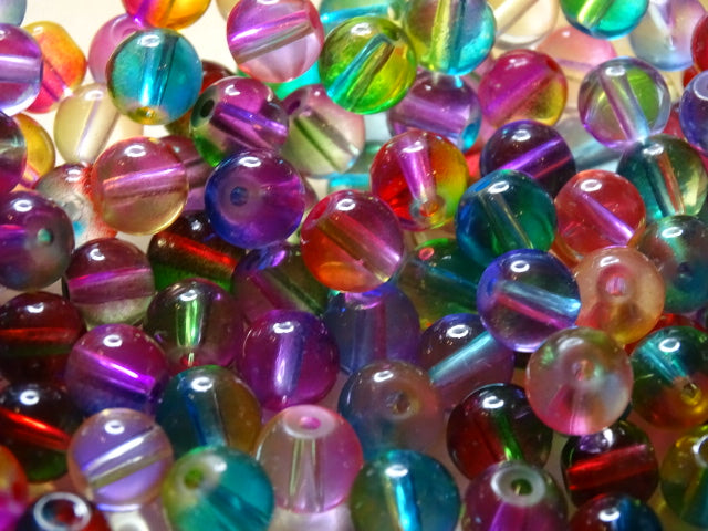 2 Toned Multi Colour Random Mixed  8mm Glass beads