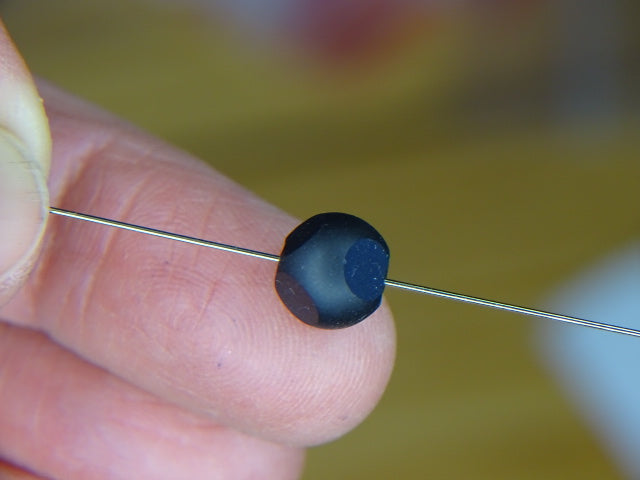 'Deep Black' Frosted Glass Rounded Cube Beads