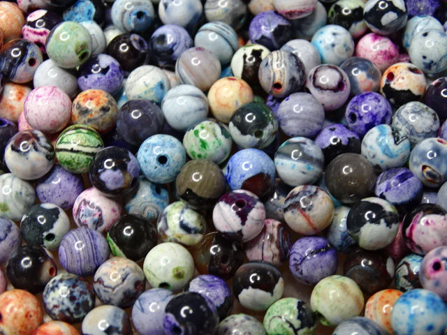 Multi Coloured Dyed Natural Agate Mix.  8mm