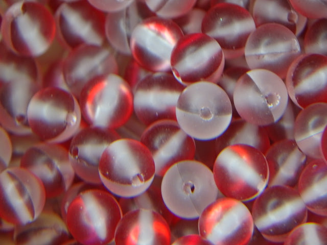 'Cherry Flash'  6mm Synthetic Moonstone Holographic Effect Glass Beads
