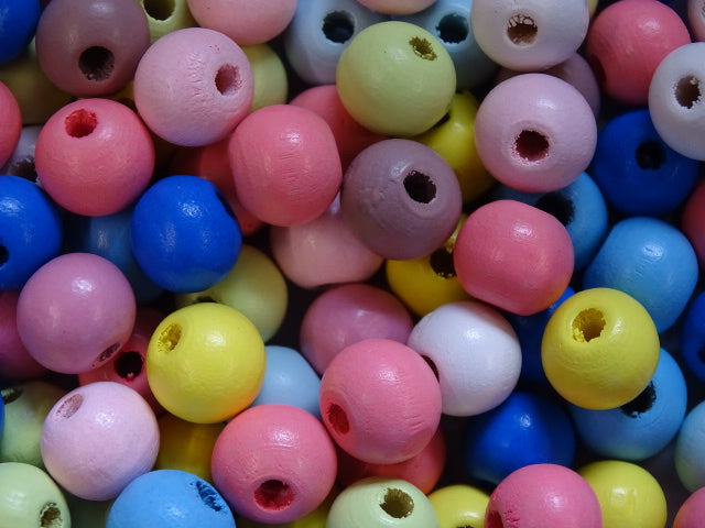 'Summer Random Mix'  Lead Free Natural Dyed Wood Beads  10mm x 9mm