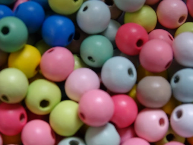 'Springtime Random Mix'  Dyed Natural Beechwood  10 x 9mm  Beads