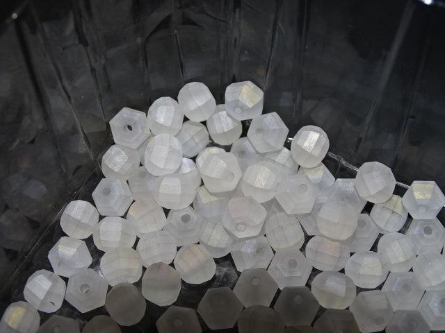 'Snowstorm'  Frosted Domed Hexagon Beads 8mm