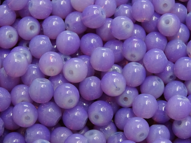 'Milky Lilac' Opalite Effect Glass Beads 8 x 7.5mm Beads