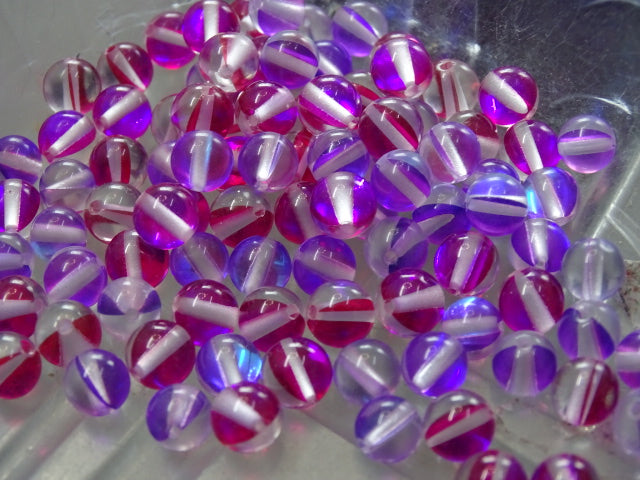 Holographic Effect 'Pink Illiusion Mix'  6mm Glass Beads