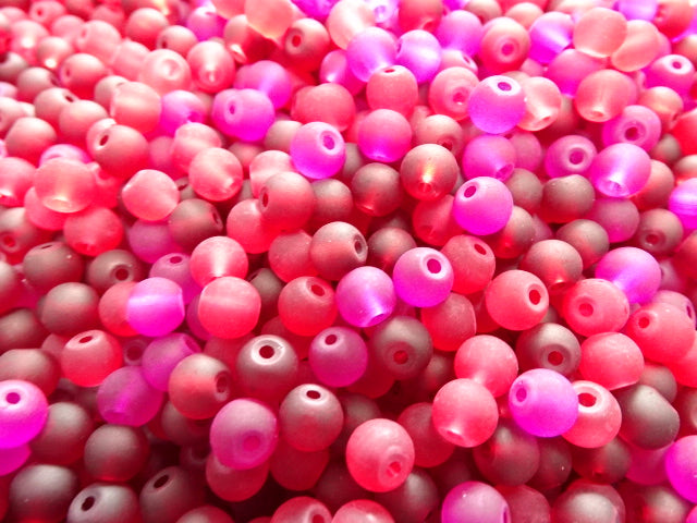 'Frosted Berry Mix'  6mm Glass Beads