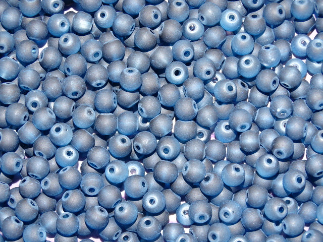 'Frosted Blueberry'  6mm Glass Beads
