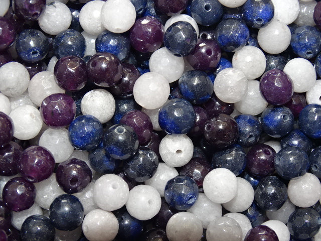 Misty Mix  Dyed White Jade 8mm- 9mm Beads